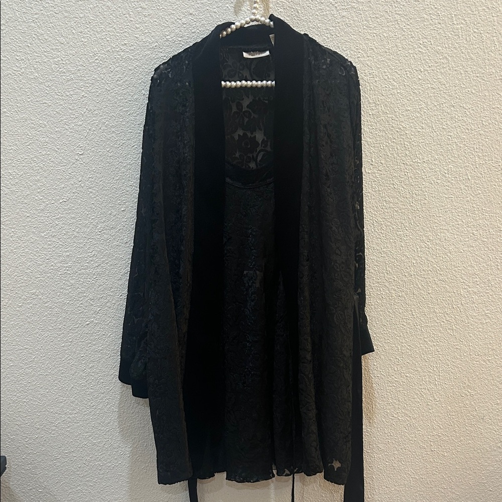 Vintage 90s Victoria's Secret Gold Label Velvet Sleep Dress and Robe Set